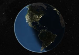 Globo centrado en las Américas, imagen satelital en color verdadero de Unknown